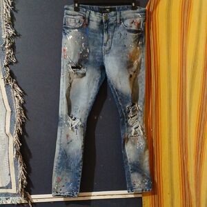 GUC Jordan Craig Legacy Edition Distressed Paint-Splatter Jeans size 30/32
